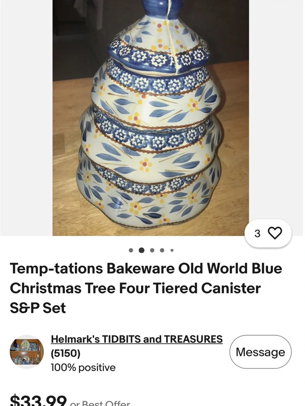 Temp-Tations Bakeware Old World Blue Christmas Tree replacement pieces.